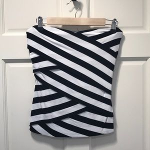 White House Black Market strapless top. B & W. S